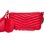 Bolsa Roja Steve Madden con Diseño Acolchado y Monedero - Correa Ajustable